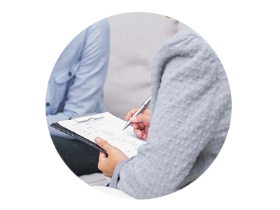 Person filling out form
