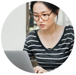 Photo of woman viewing a computer screen